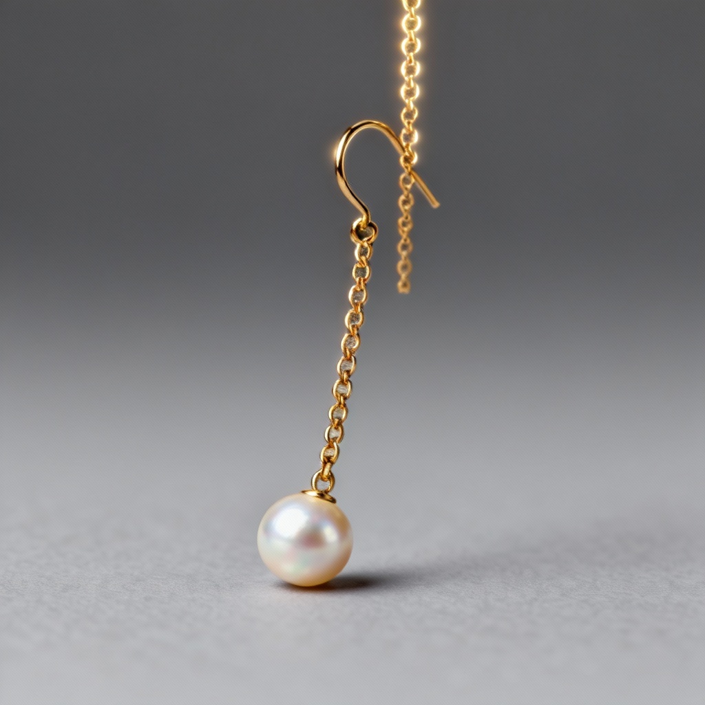 Minimal gold threader earrings with single pearl