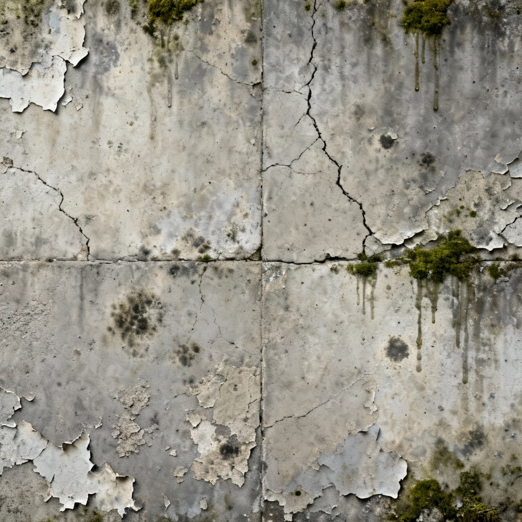AI concrete wall decay grunge texture with cracks and mold