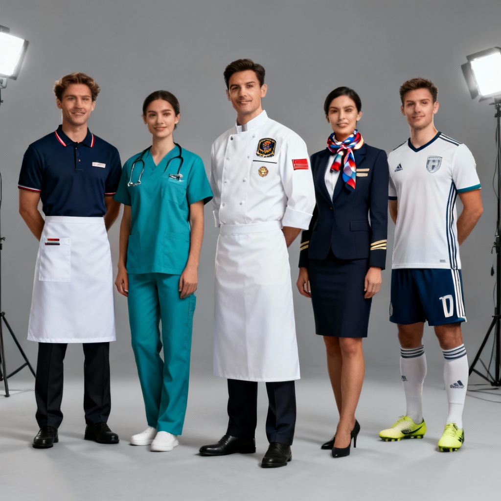 AI generated lineup of diverse professional uniforms