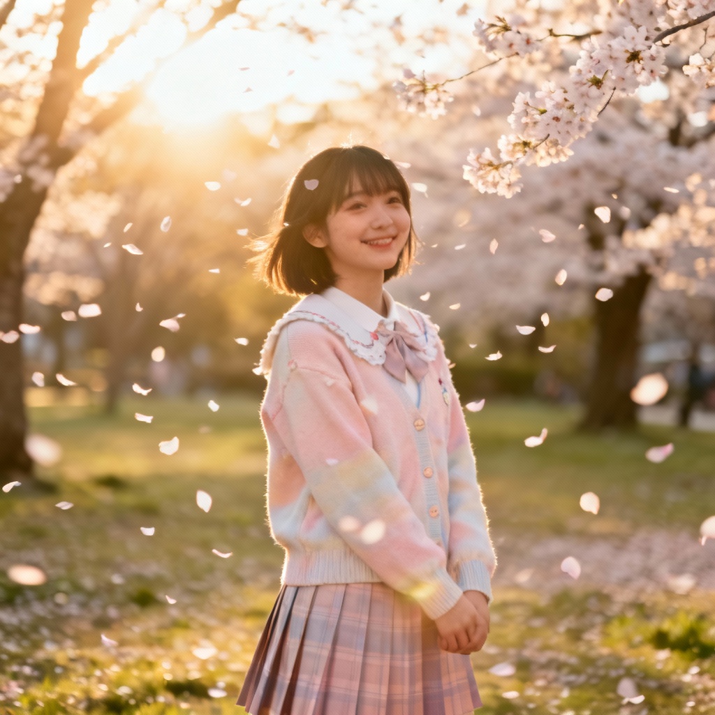 AI Shinozaki Style Sakura Park Portrait