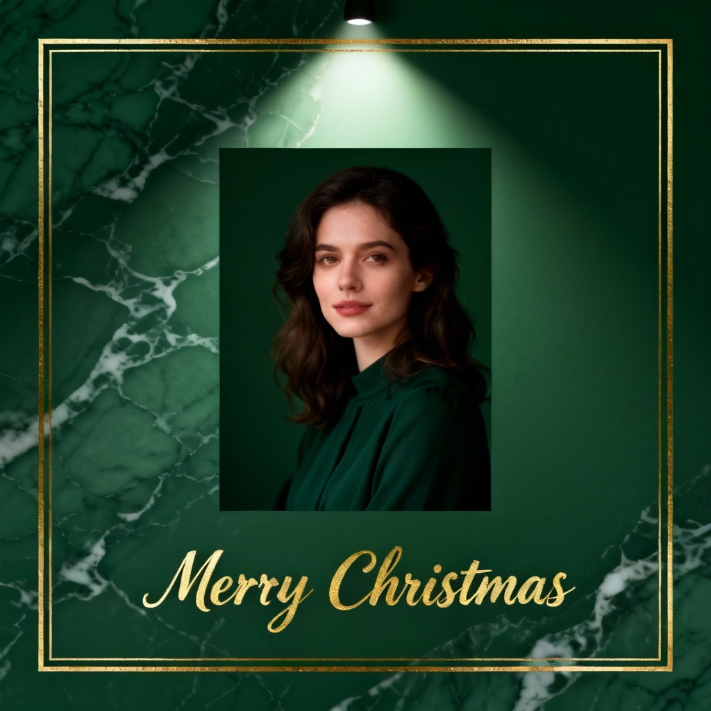 AI elegant Christmas card with gold foil script
