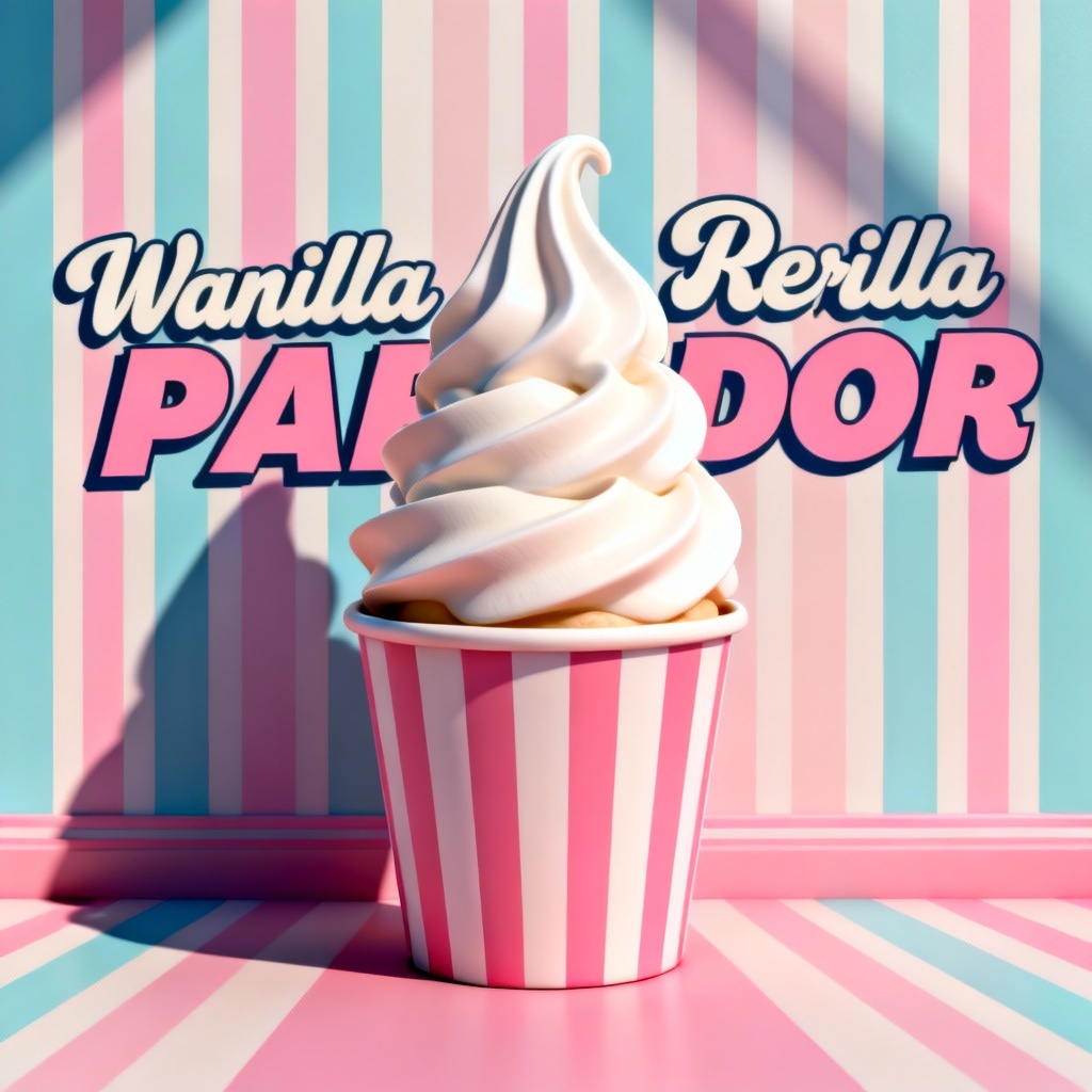 Retro soft serve poster with vanilla swirl