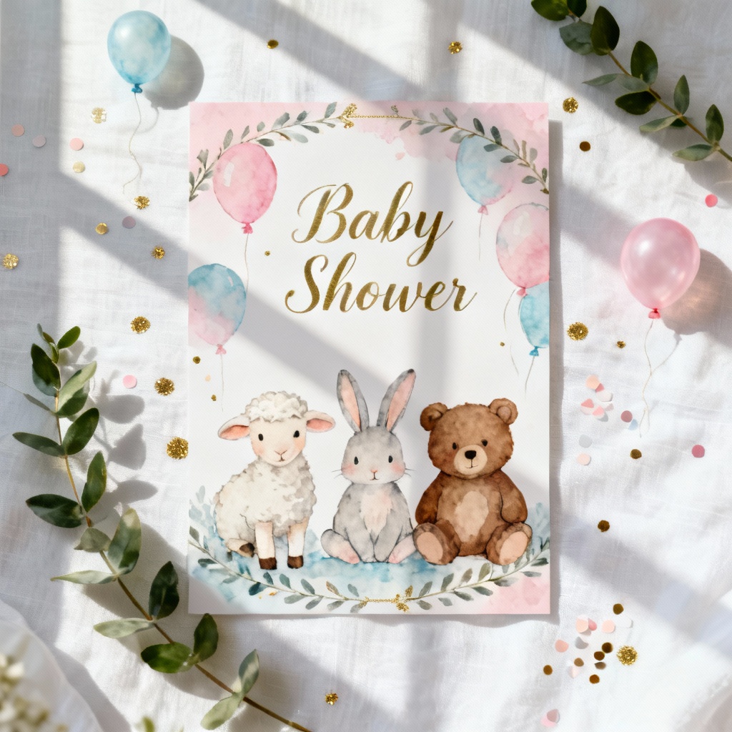 AI Baby Shower Invitation Flat Lay