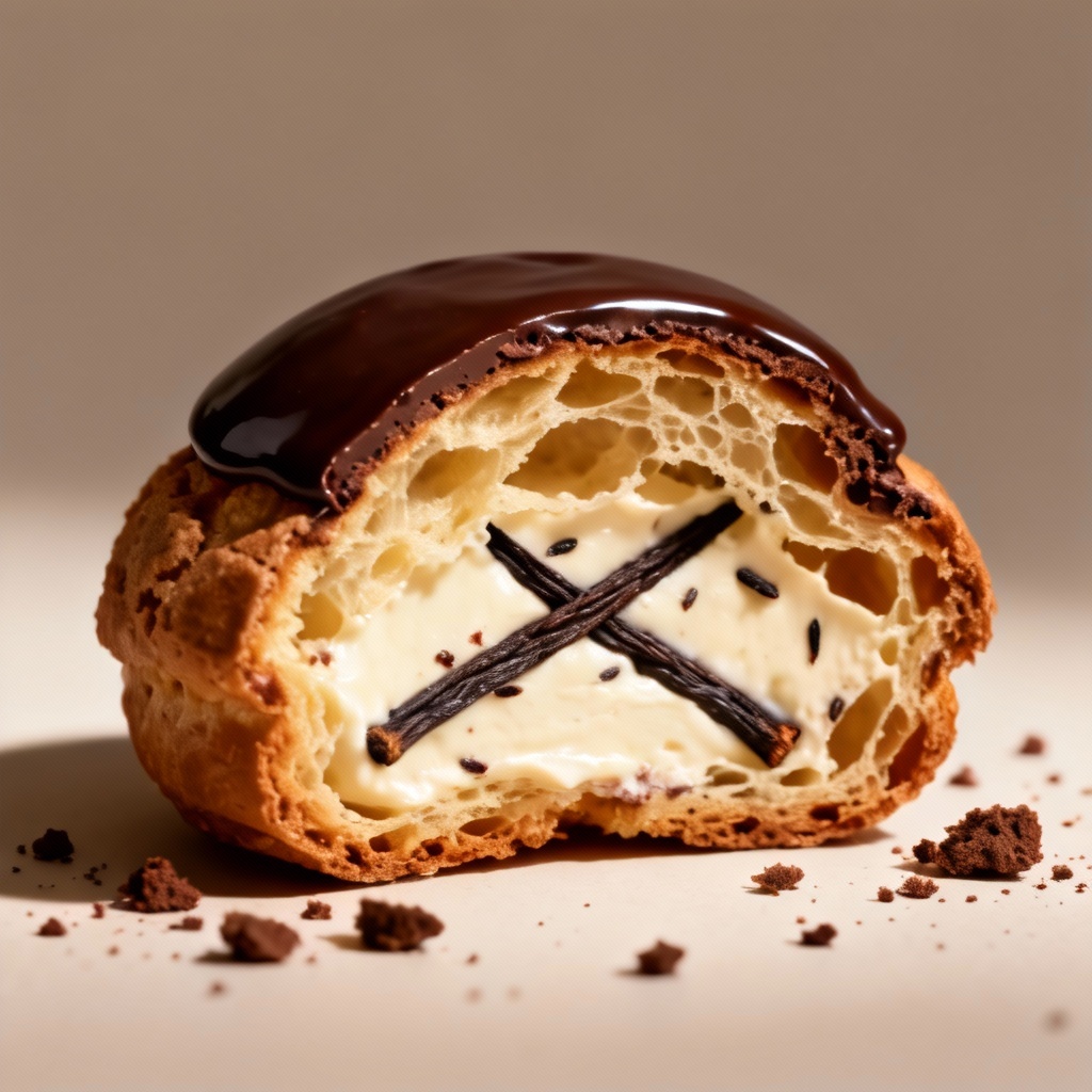 AI chocolate puff cutaway showing layers