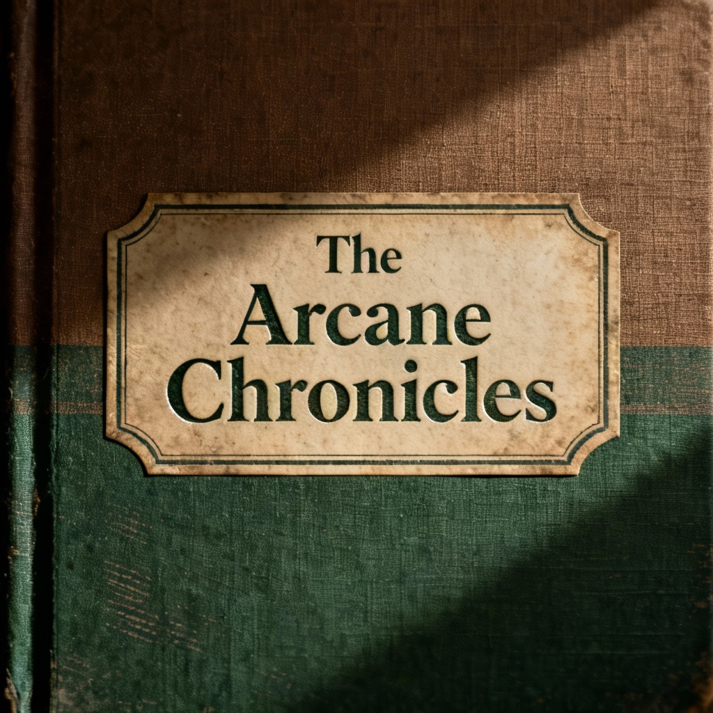 Dark academic notebook cover with vintage label