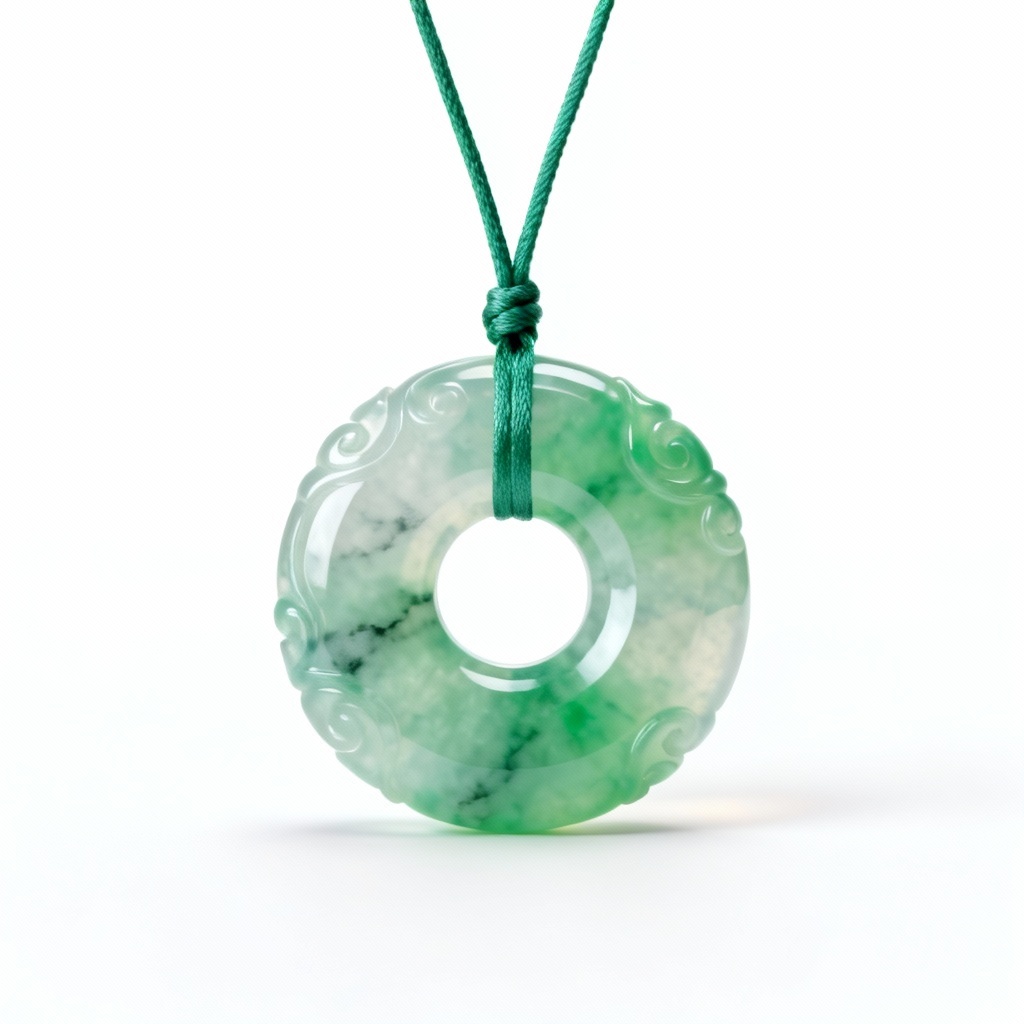 AI Jade pendant on minimal white background