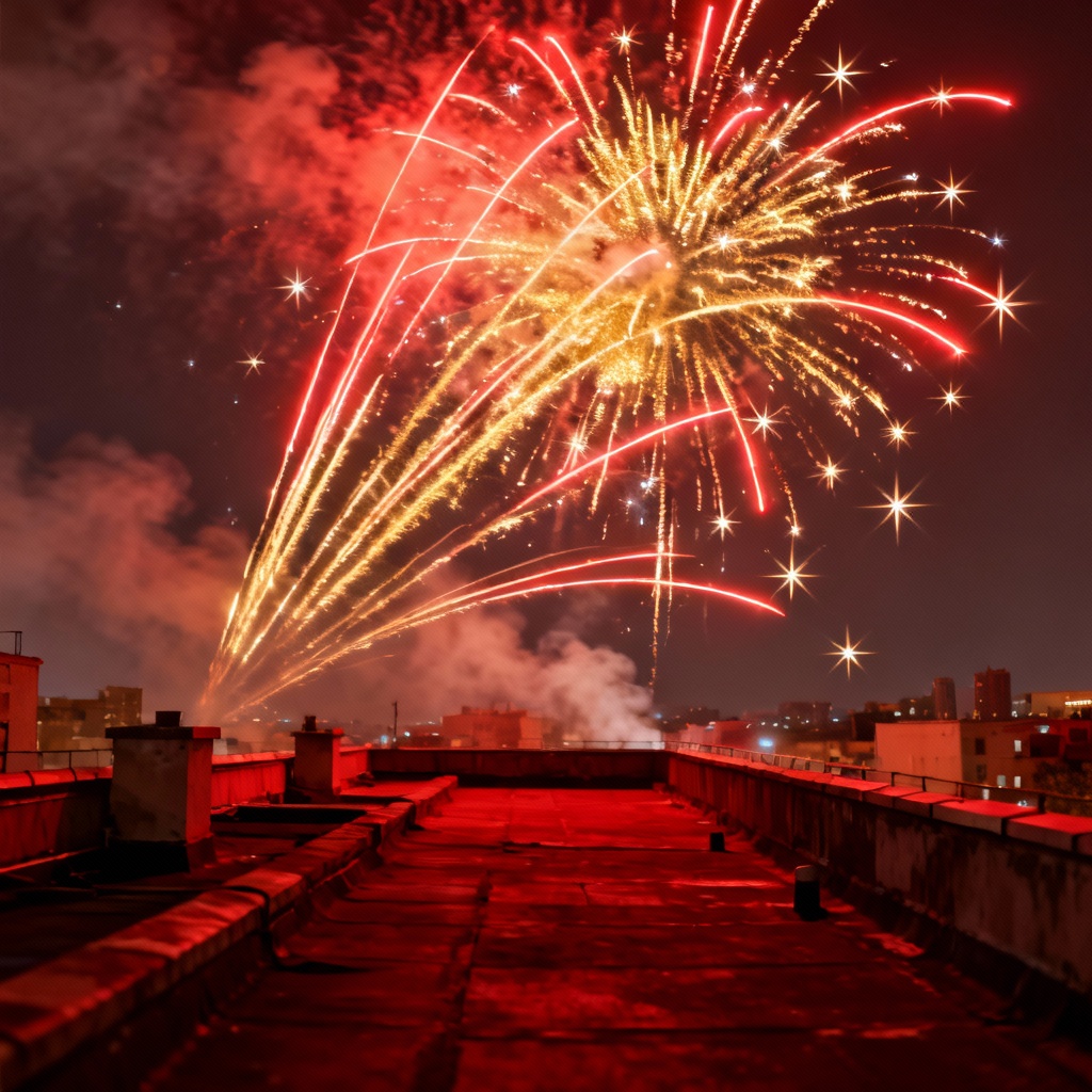 AI Firework Streaks Night Overlay