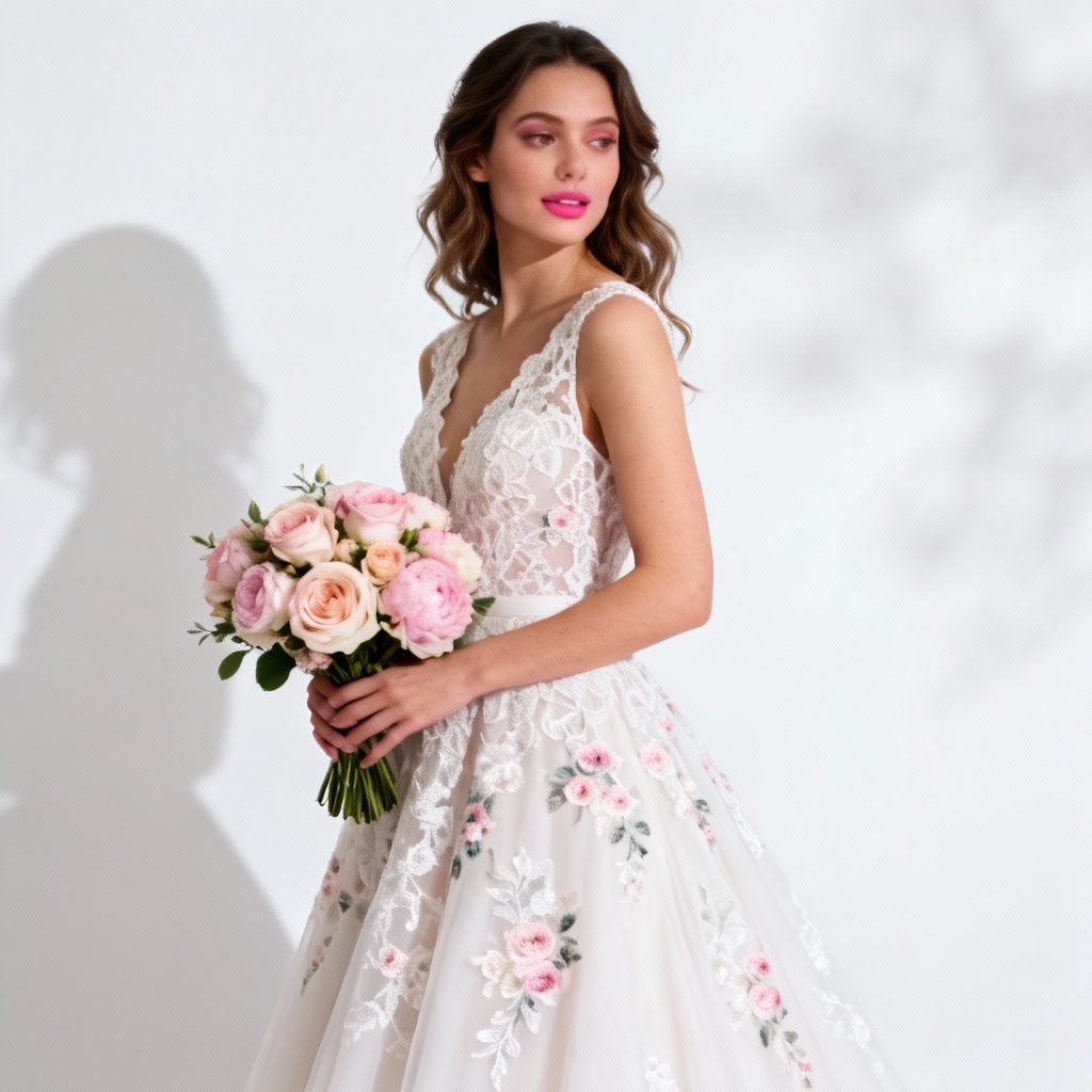 AI single wedding bridal portrait in studio