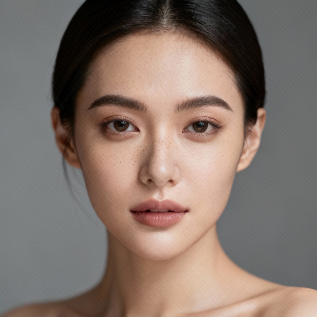 AI hair removal result on portrait with smooth hairline