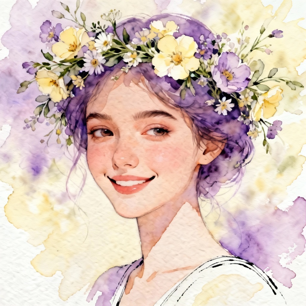 AI spring fantasy portrait watercolor pastel style