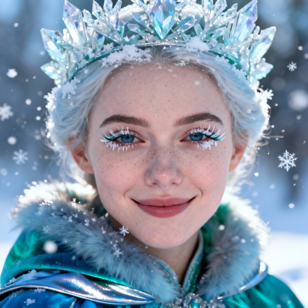 Realistic Snegurochka-style Snow Maiden portrait