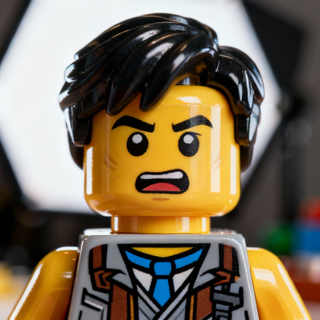 AI lego minifigure portrait close-up