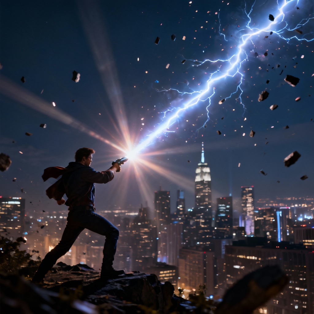 AI superpower energy beam scene