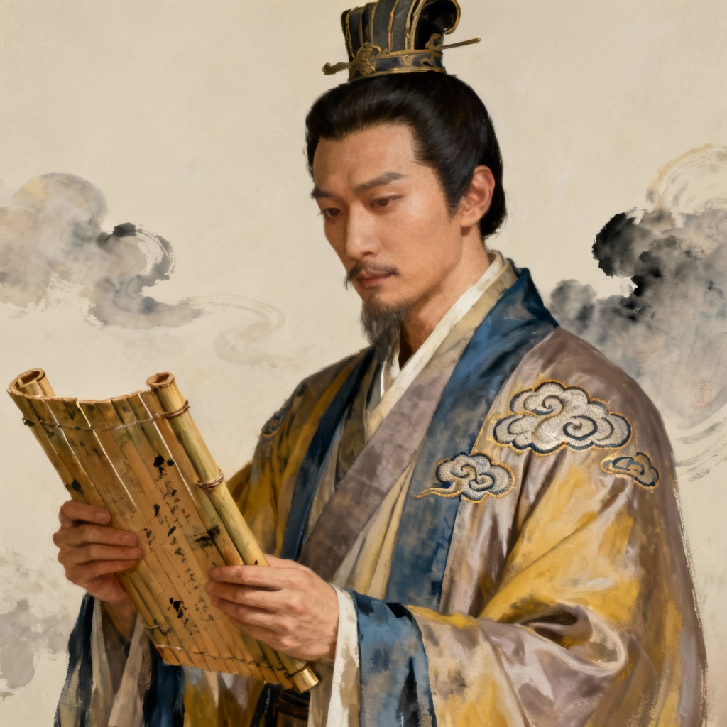 AI Han dynasty scholar portrait with scroll