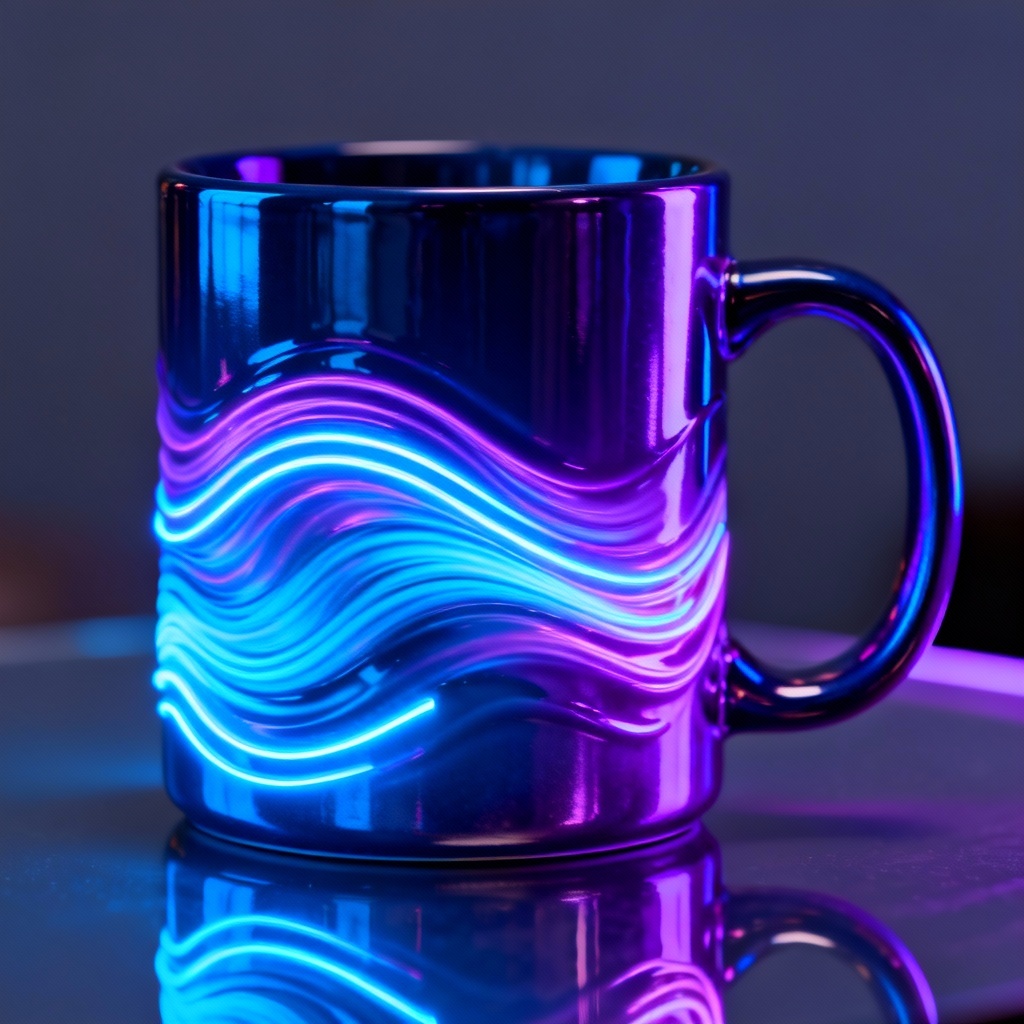 AI abstract gradient wave wrap mug for modern decor