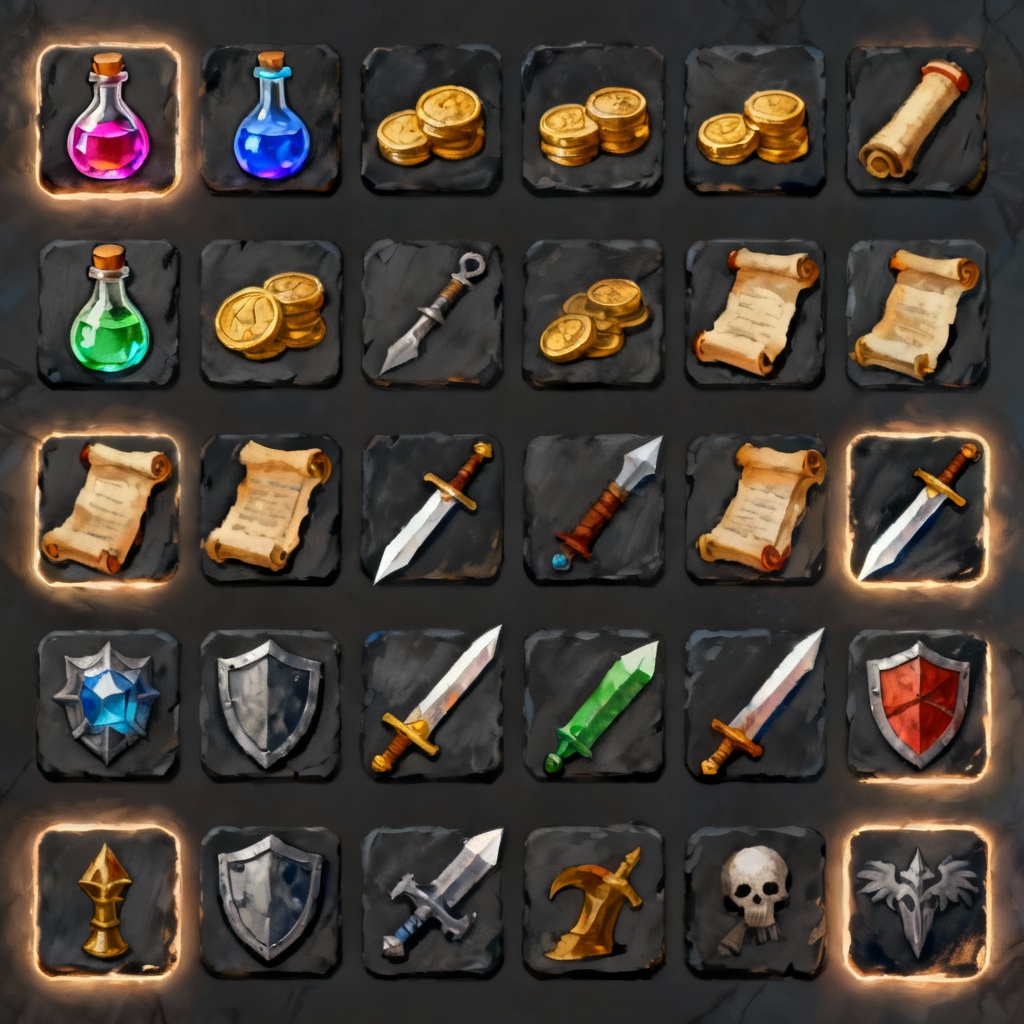AI generated RPG UI icon set