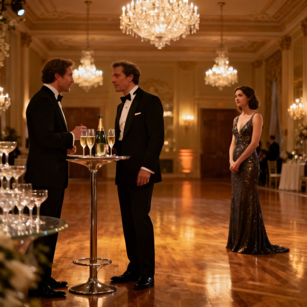 AI classy gala love triangle scene