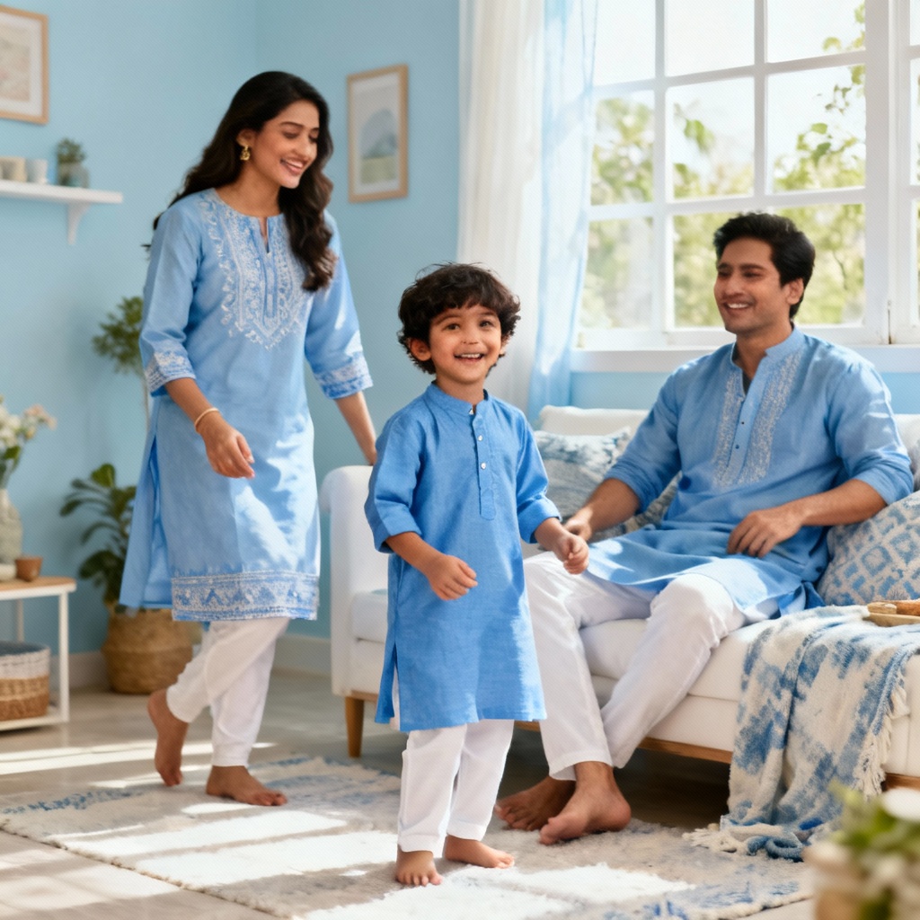 AI Kids Kurta Matching Family Look