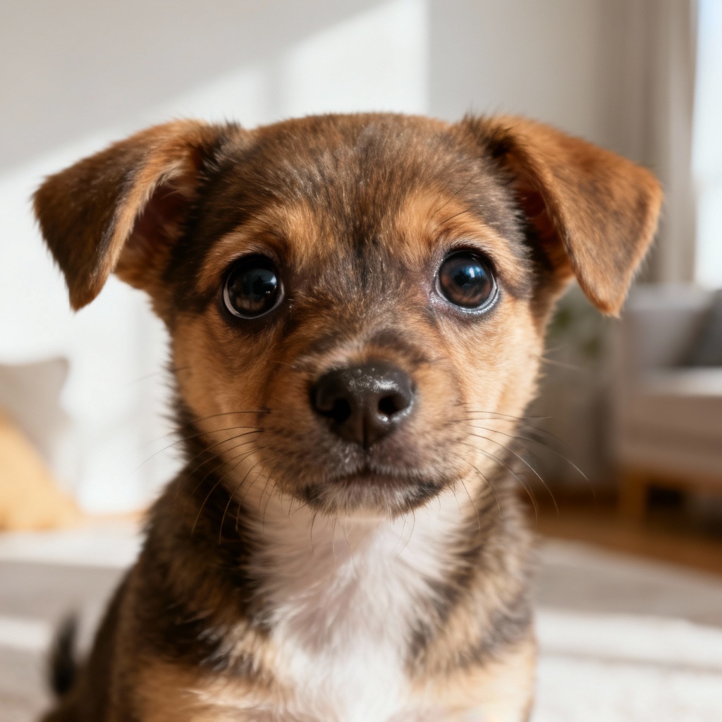 Cute pet with exaggerated big eyes