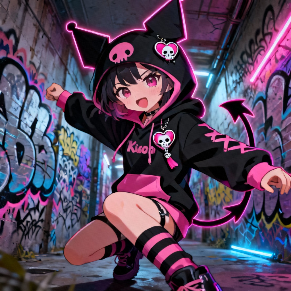 AI Kuromi streetwear anime illustration