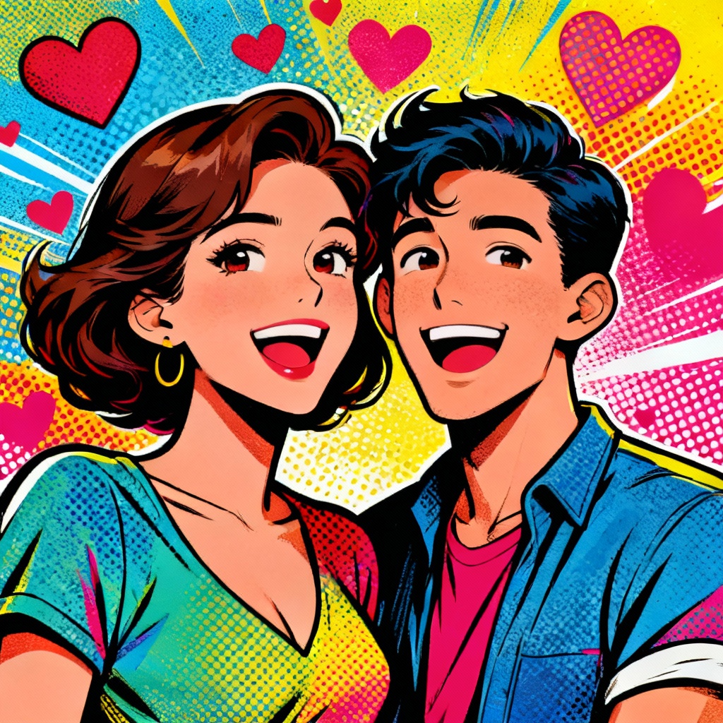 AI Pop Art Paar Karikatur