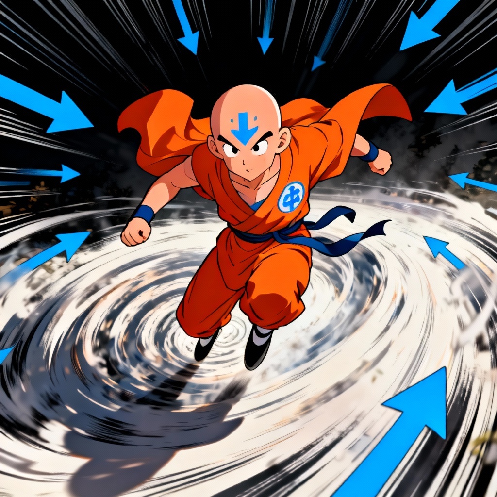 AI Aang avatar airbending action pose