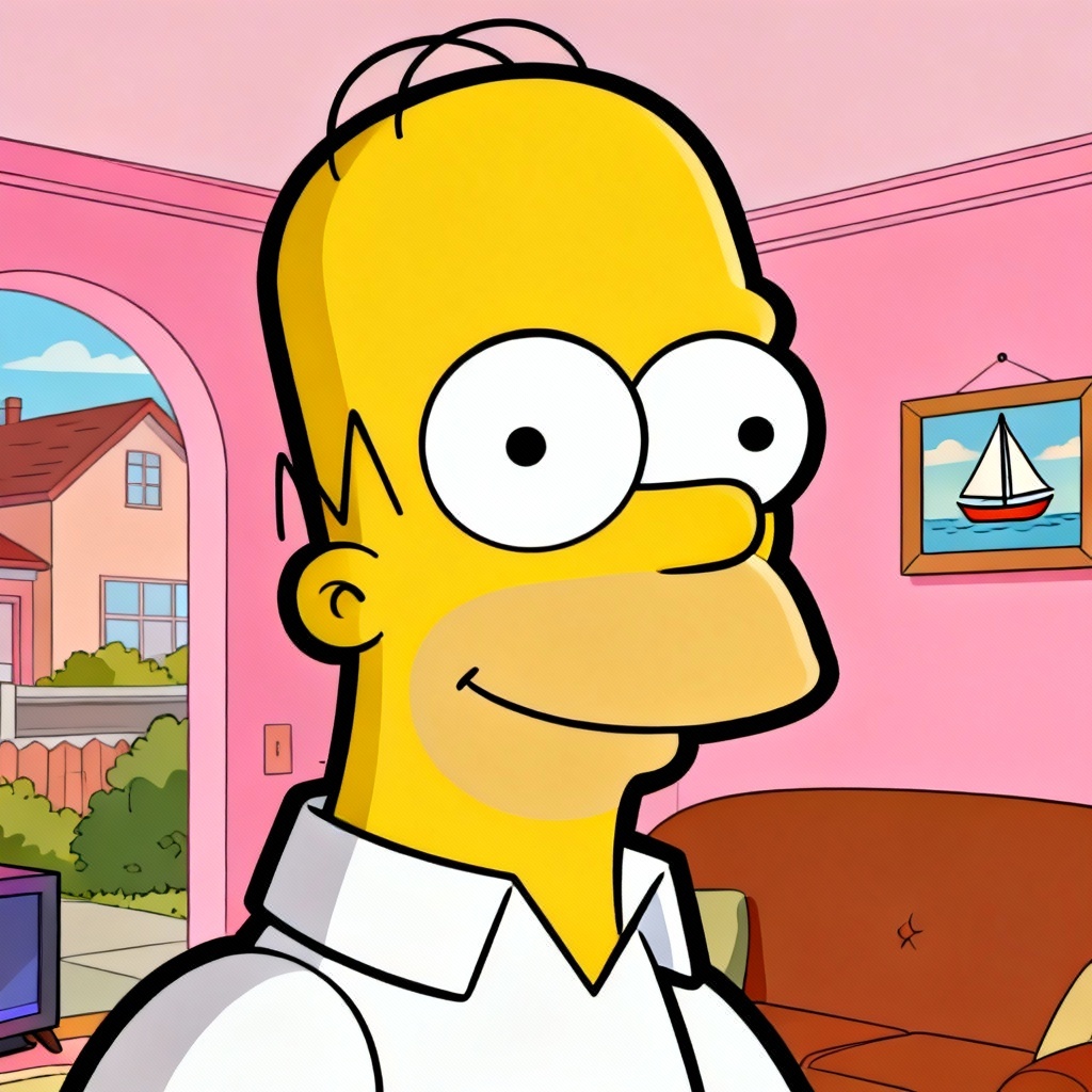 AI Simpsons Character Portrait in Living Room