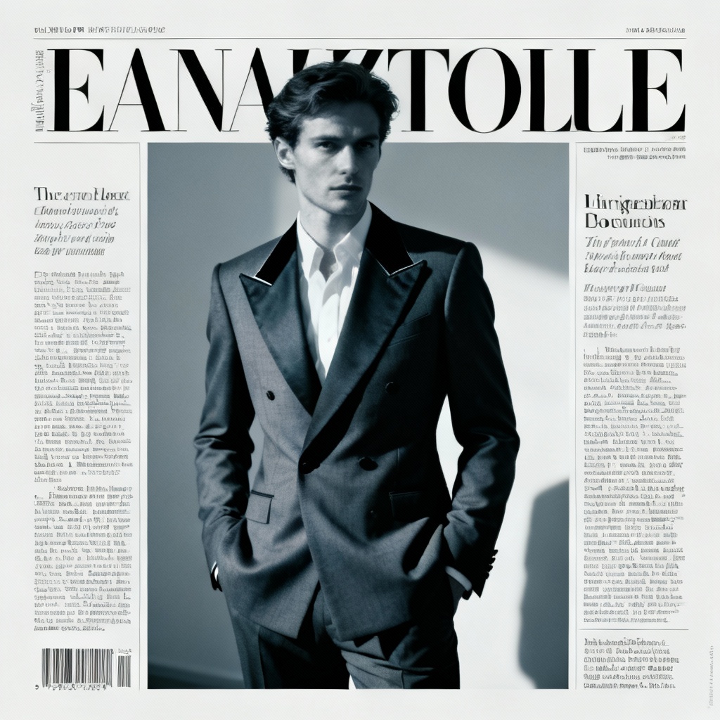 AI menswear editorial pose in studio