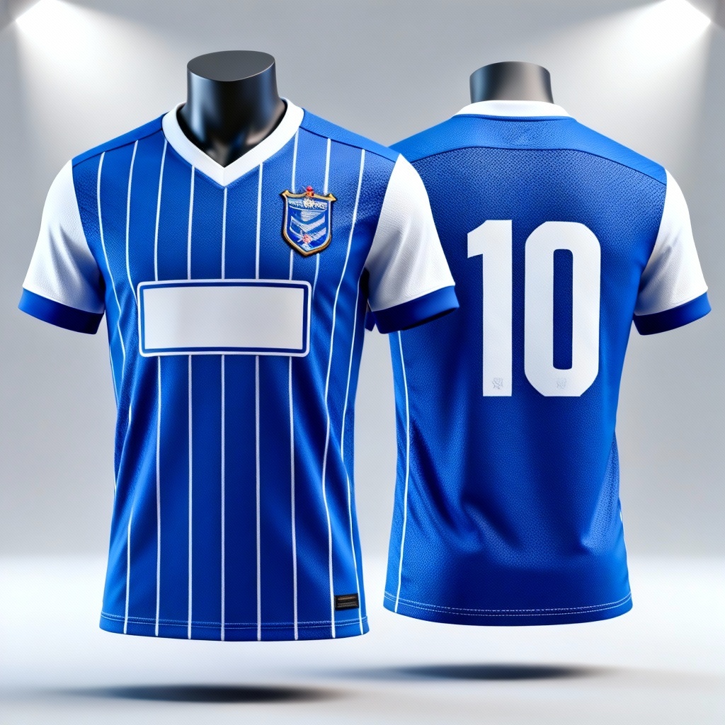 AI generated modern blue home soccer jersey mockup