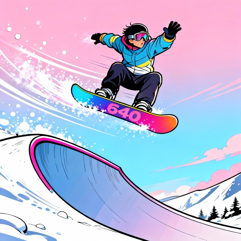 AI anime freestyle snowboarder