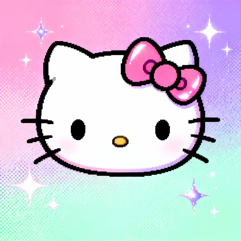 AI Hello Kitty pastel pop art portrait
