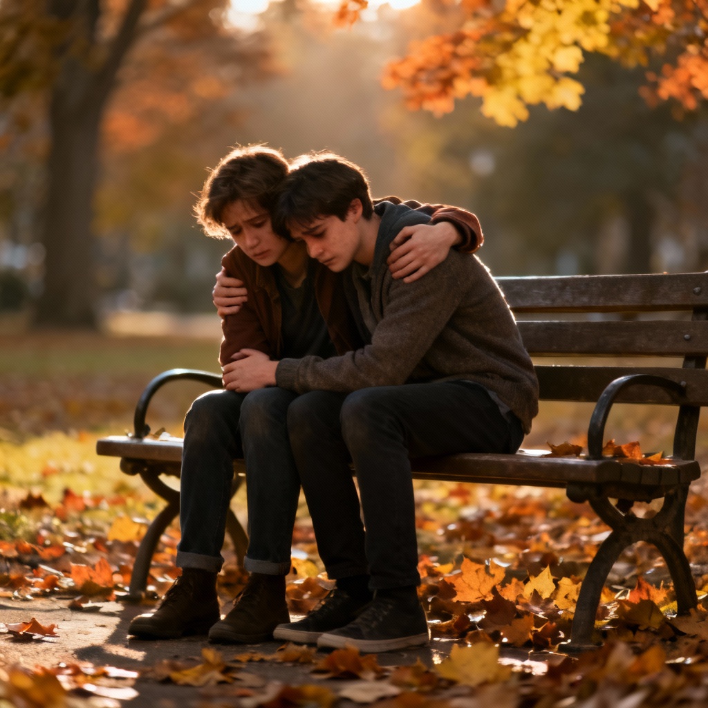 AI scene of friends sharing a supportive moment