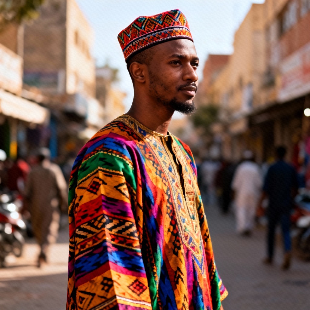 AI portrait of a Muslim man wearing a boubou and kufi