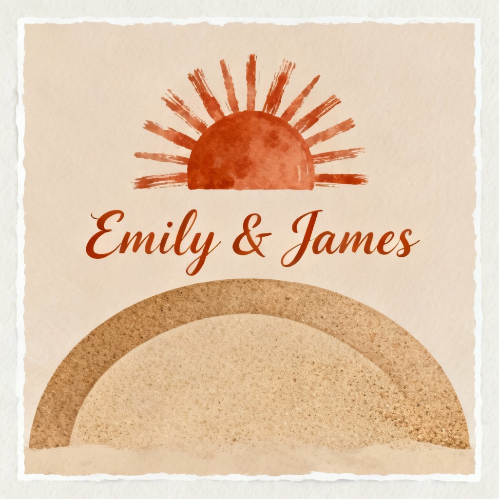 AI boho terracotta save the date invitation card design