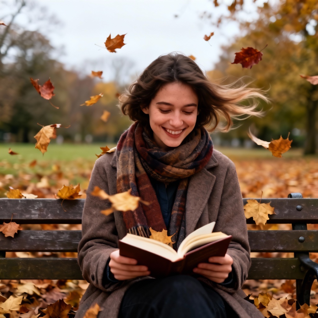 AI outdoor park reading beauty in autumn