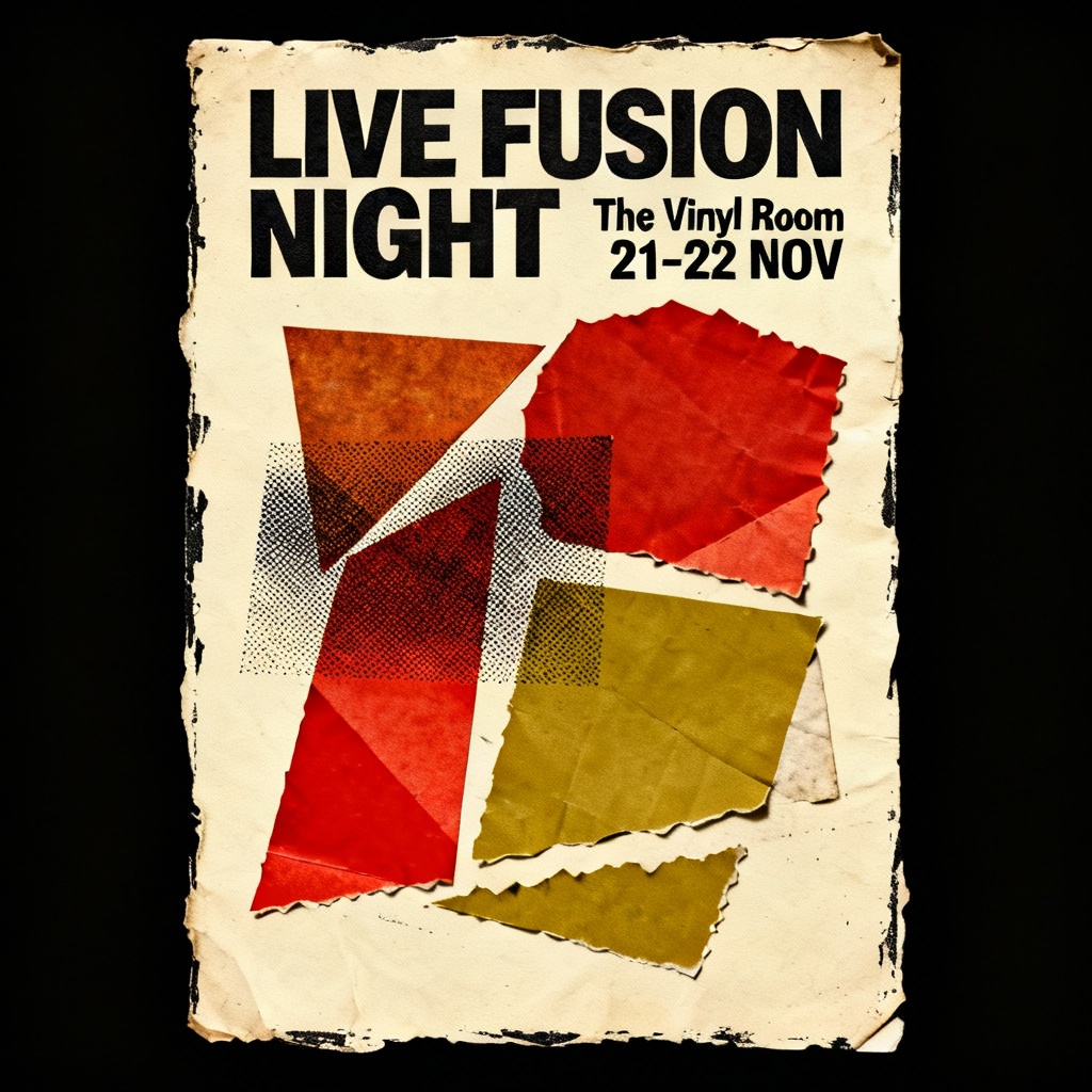 AI poster design vintage gig risograph texture