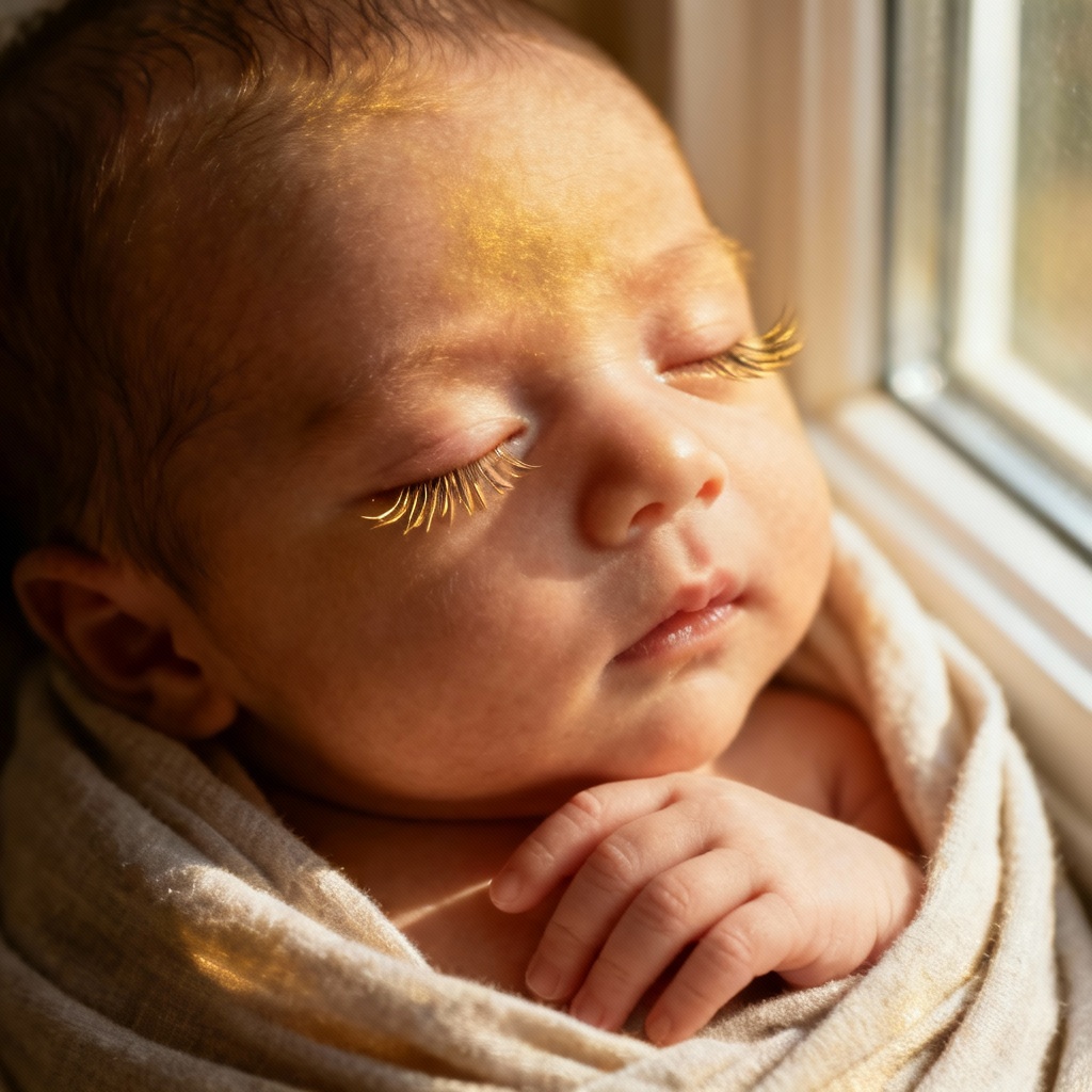 AI realistic newborn baby closeup photo