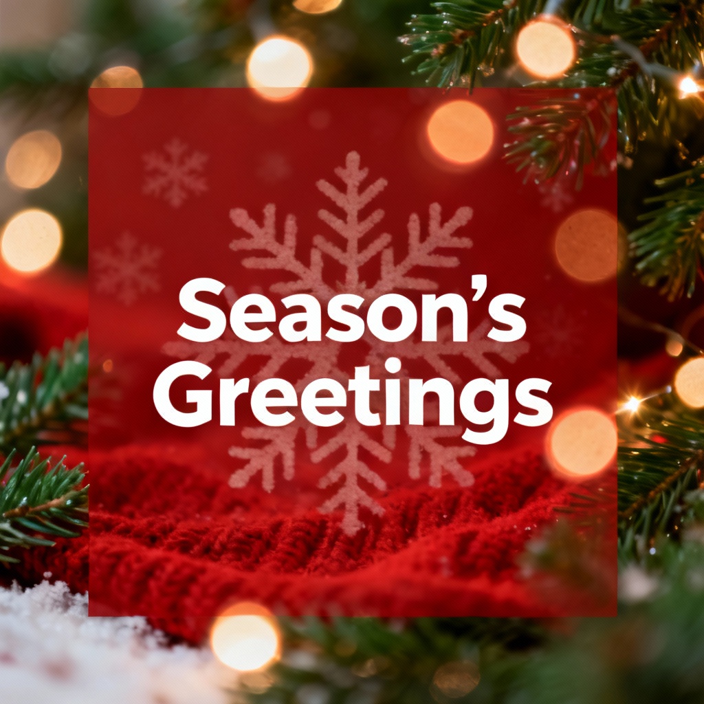 AI holiday greeting image with snowflakes and warm lights