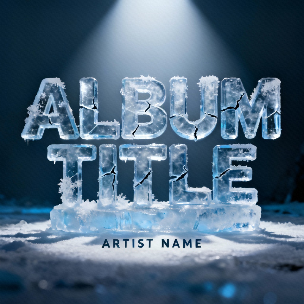 AI icy text album cover with frost effect