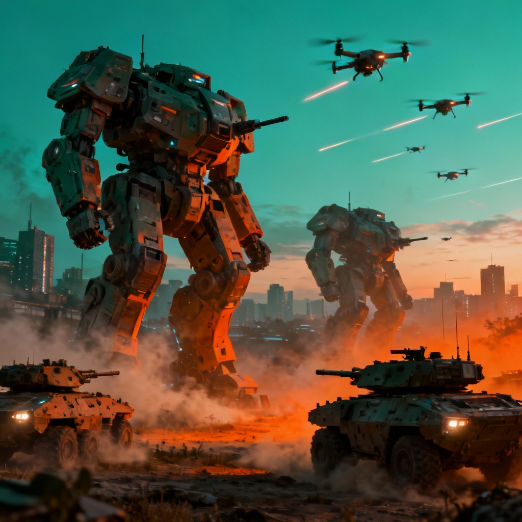 AI War Art Futuristic Battlefield Panorama