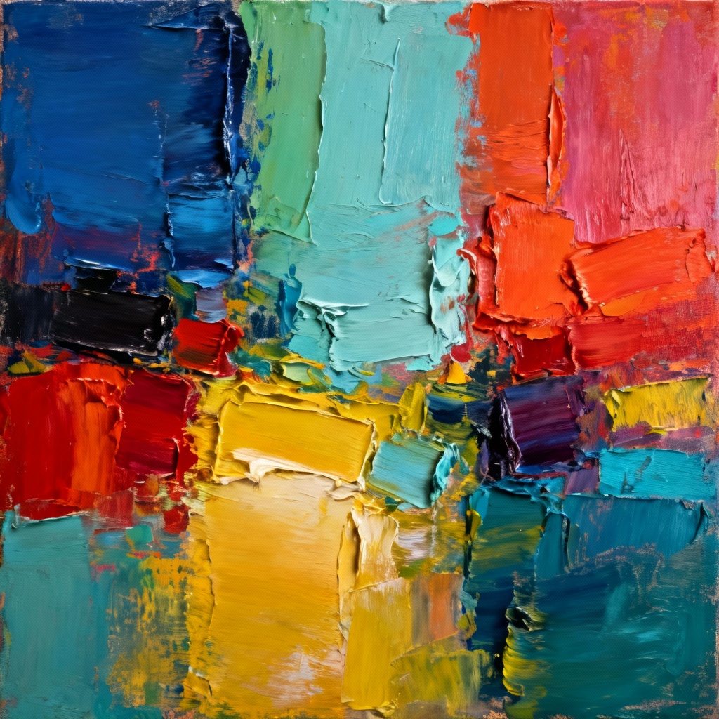 AI abstract oil painting with impasto texture