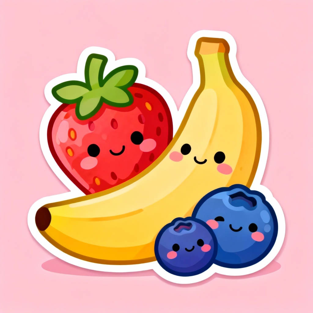Cute kawaii cartoon fruit characters