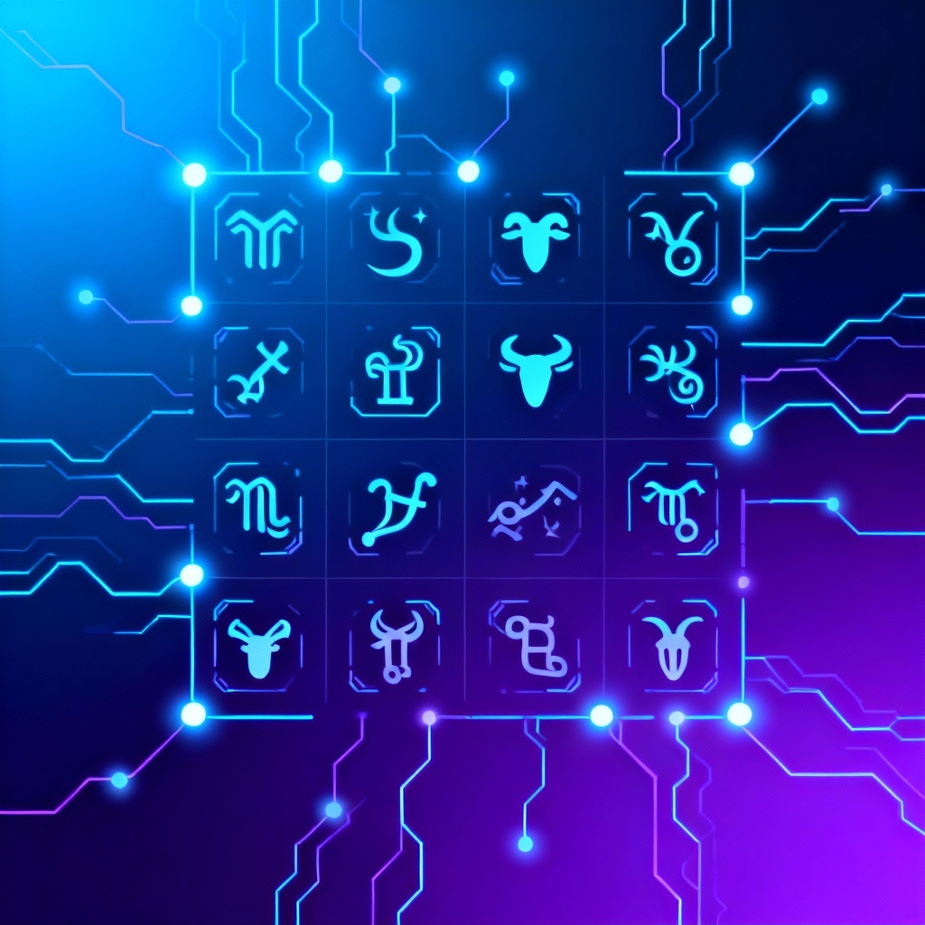 AI neon vector constellation set on dark gradient