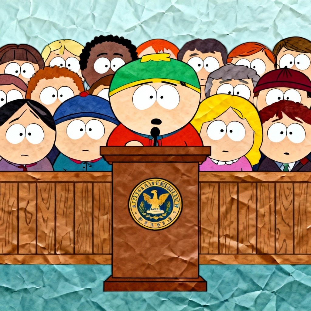AI South Park style town hall event