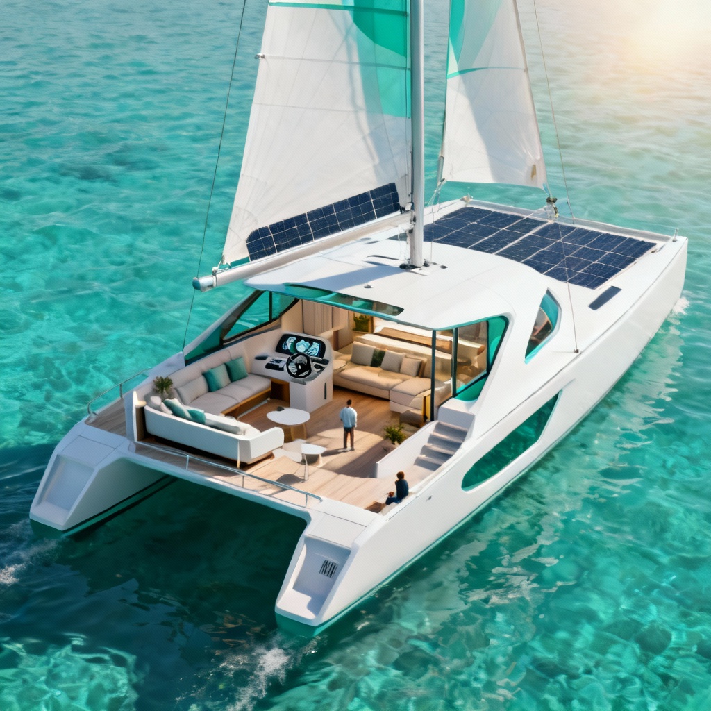 AI solar sail catamaran concept art