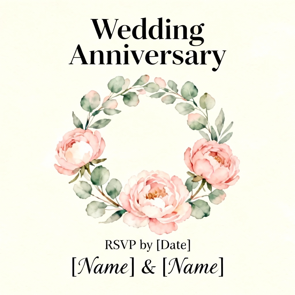 AI watercolor floral anniversary invitation