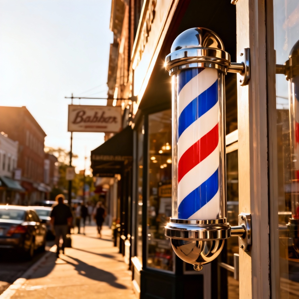 AI barbershop hanging blade sign