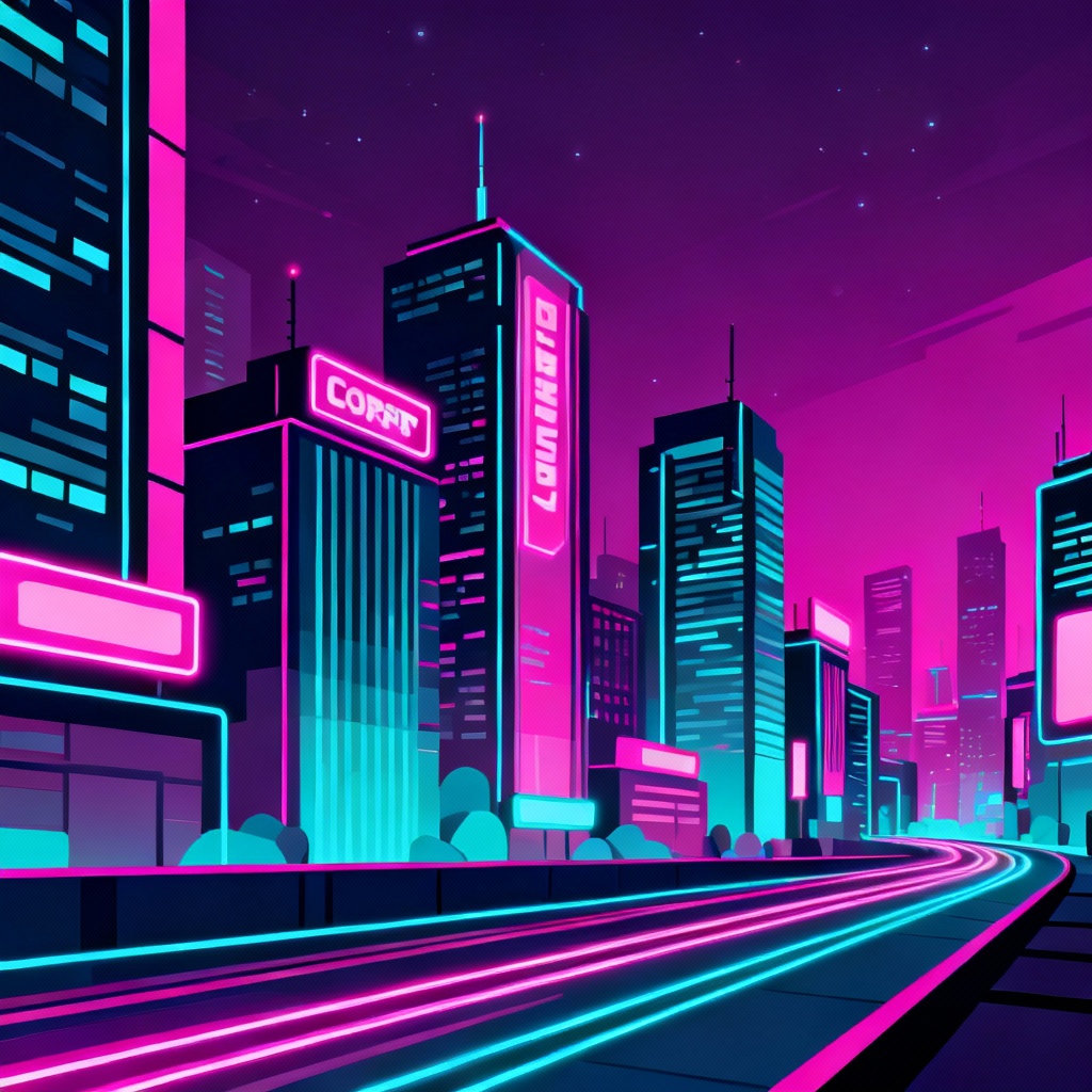 AI Modern Animation neon cyberpunk city parallax loop