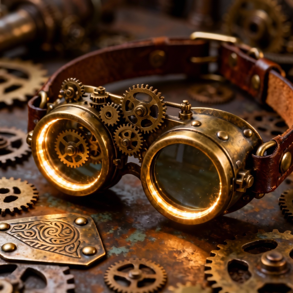 AI steampunk brass Venetian masquerade mask with gears