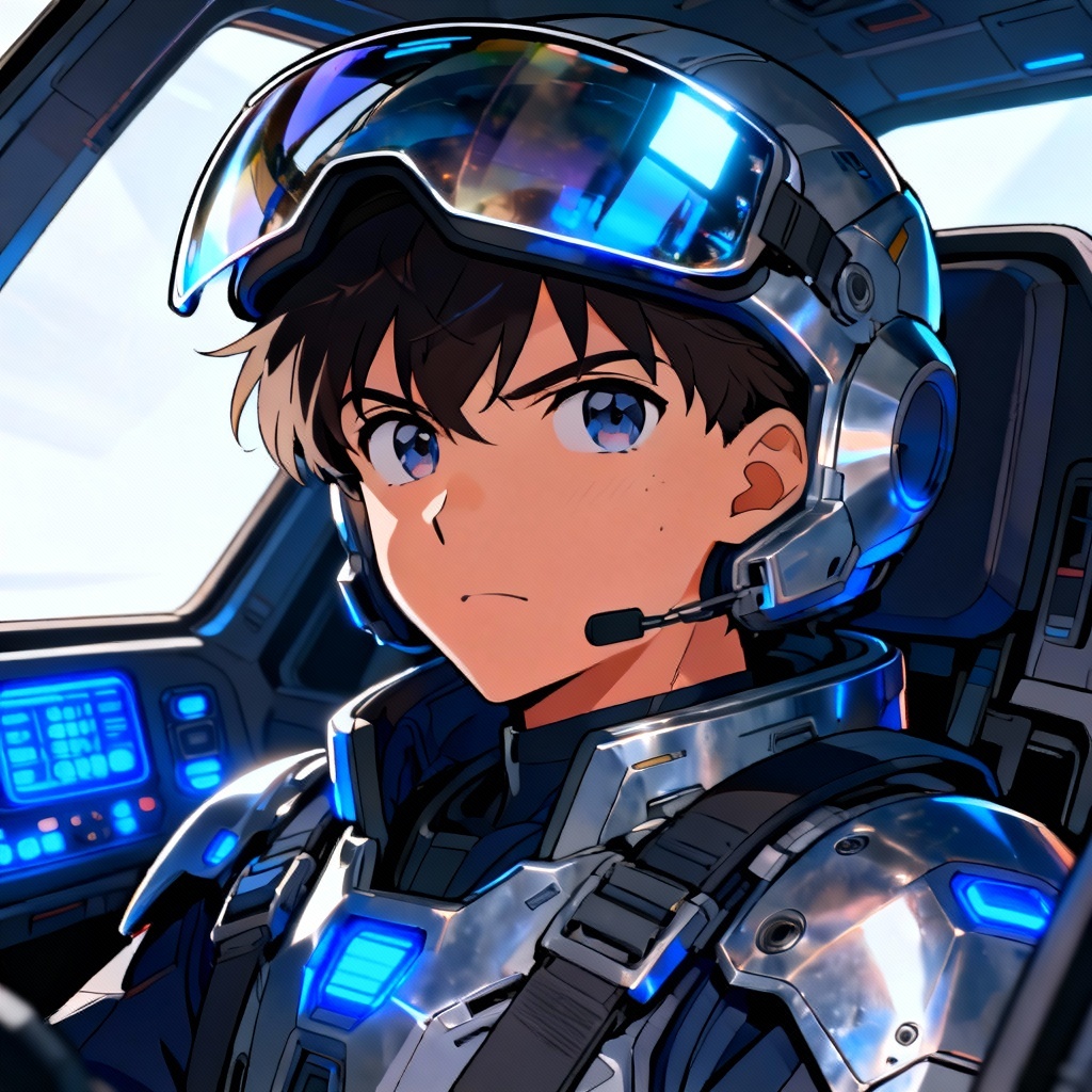 AI mecha pilot anime portrait
